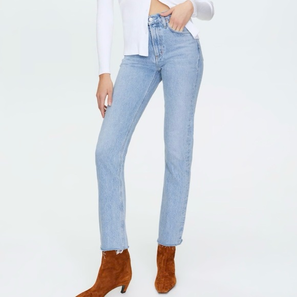 AGOLDE Size 27 Cherie High Rise Merit Straight Leg Fray Hem Jean - Picture 1 of 15